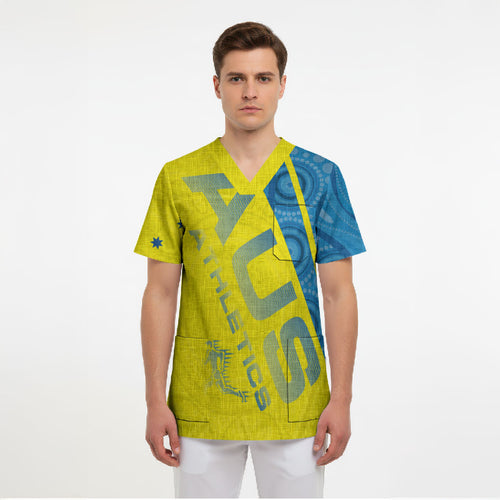 Australian Athletics Scrub Top Modern Indigenous Circle Pattern Sport Art