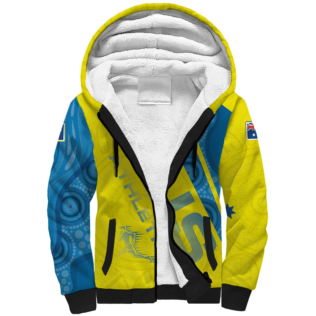 Australian Athletics Sherpa Hoodie Modern Indigenous Circle Pattern Sport Art