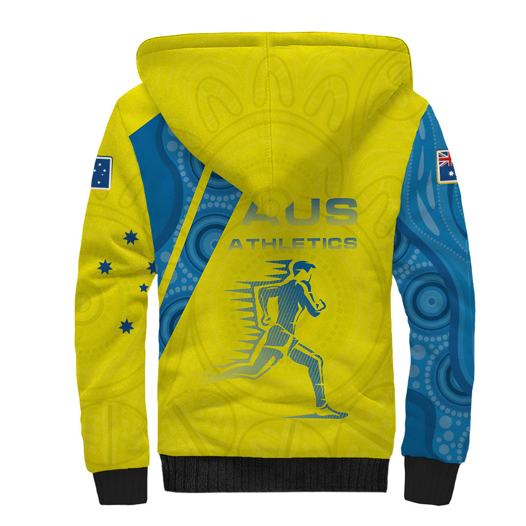 Australian Athletics Sherpa Hoodie Modern Indigenous Circle Pattern Sport Art