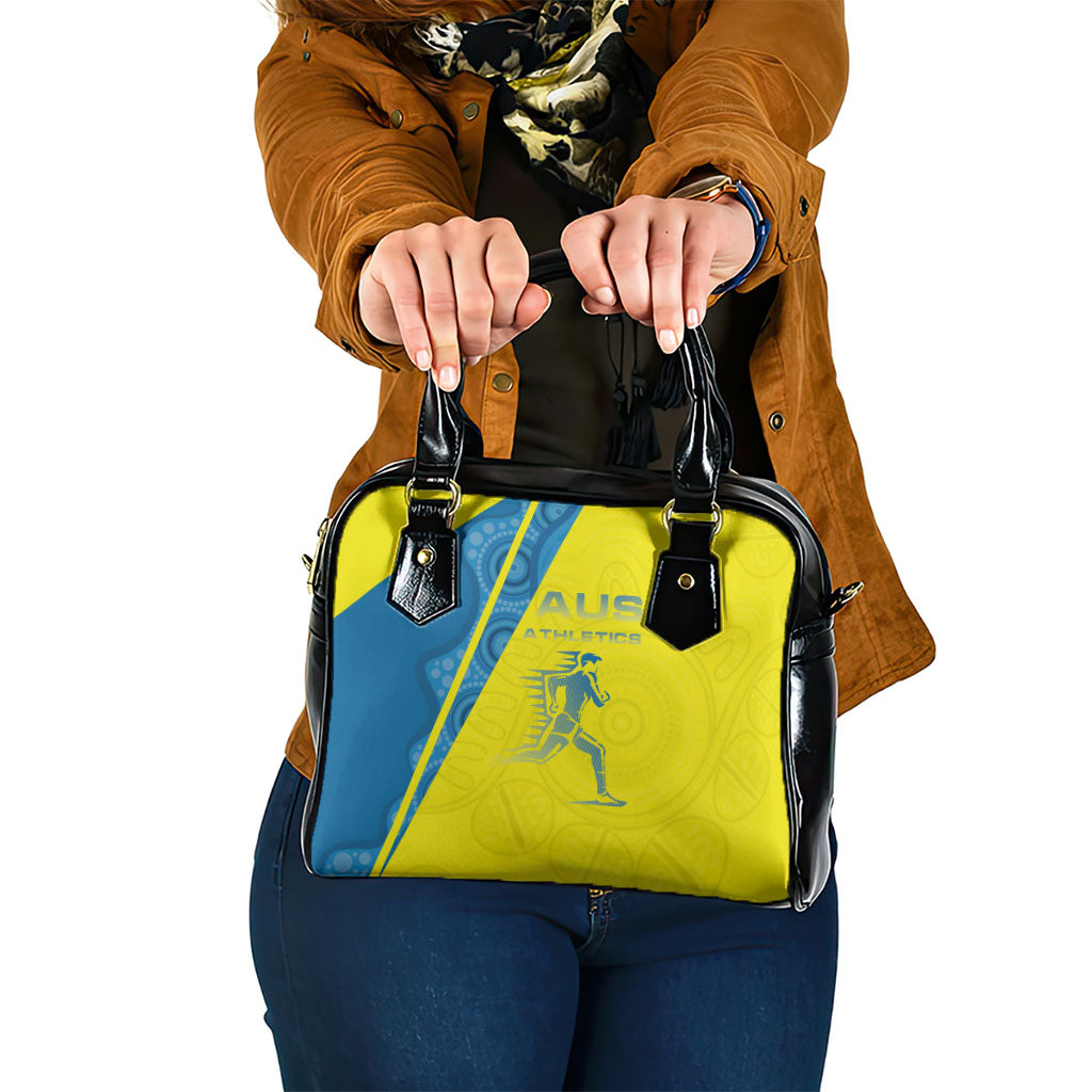 Australian Athletics Shoulder Handbag Modern Indigenous Circle Pattern Sport Art