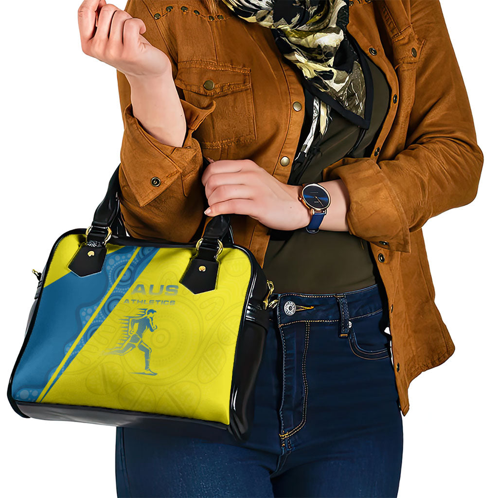 Australian Athletics Shoulder Handbag Modern Indigenous Circle Pattern Sport Art