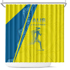 Australian Athletics Shower Curtain Modern Indigenous Circle Pattern Sport Art