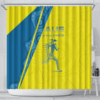 Australian Athletics Shower Curtain Modern Indigenous Circle Pattern Sport Art