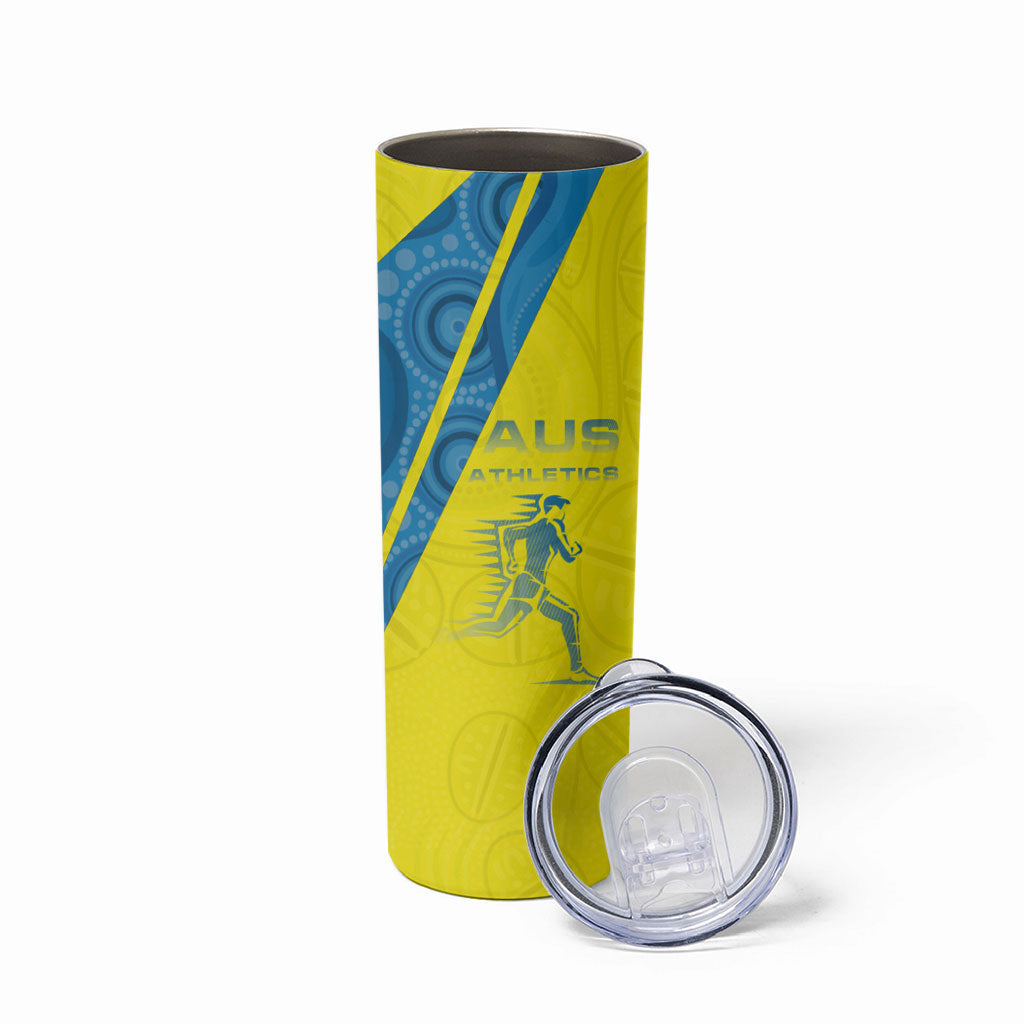 Australian Athletics Skinny Tumbler Modern Indigenous Circle Pattern Sport Art