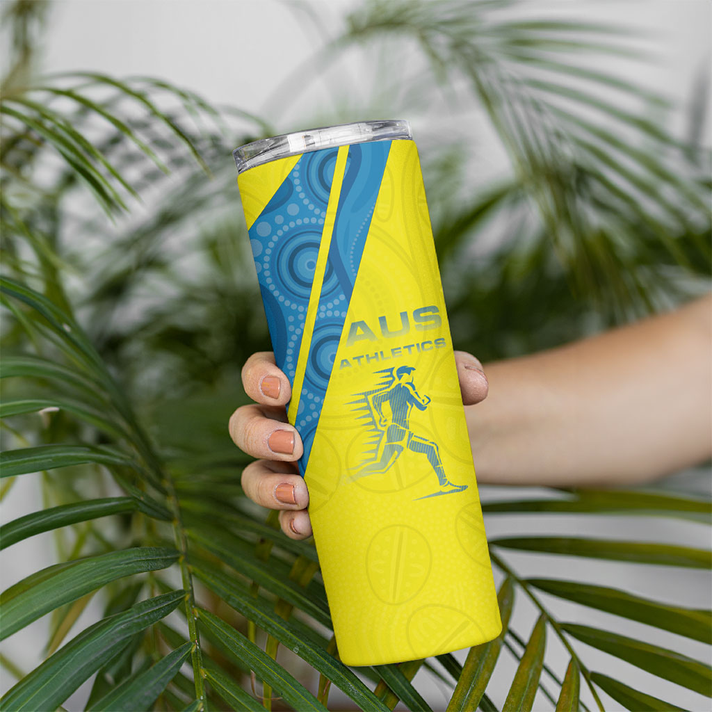 Australian Athletics Skinny Tumbler Modern Indigenous Circle Pattern Sport Art