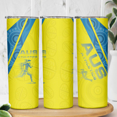 Australian Athletics Skinny Tumbler Modern Indigenous Circle Pattern Sport Art