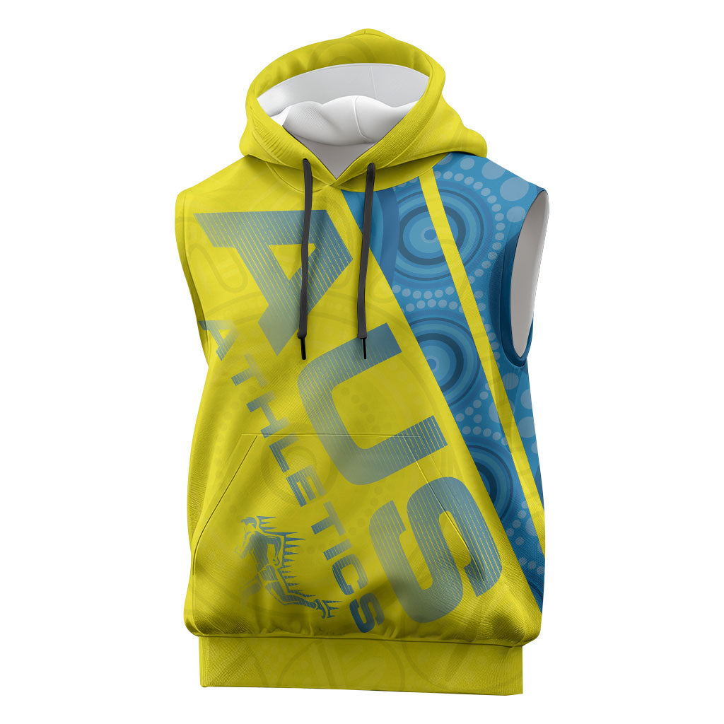 Australian Athletics Sleeveless Hoodie Modern Indigenous Circle Pattern Sport Art