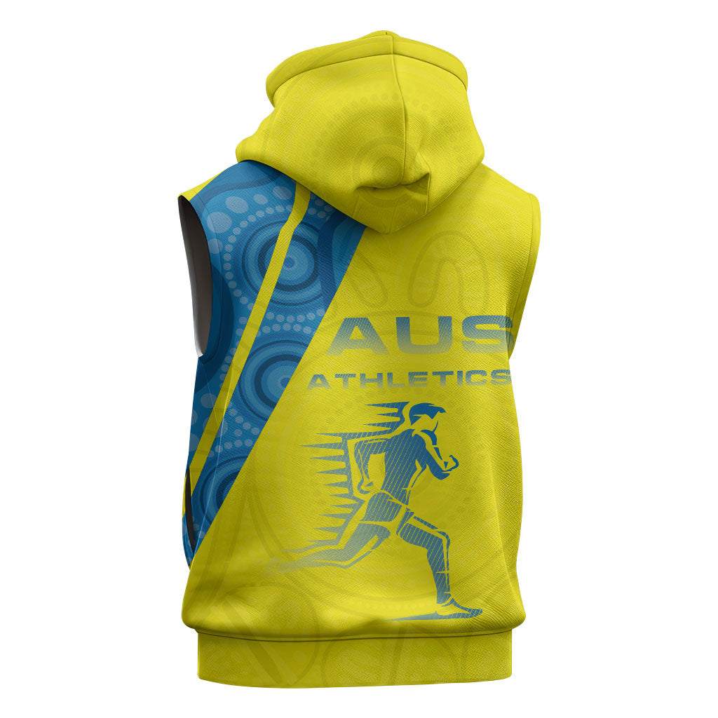 Australian Athletics Sleeveless Hoodie Modern Indigenous Circle Pattern Sport Art