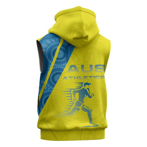 Australian Athletics Sleeveless Hoodie Modern Indigenous Circle Pattern Sport Art