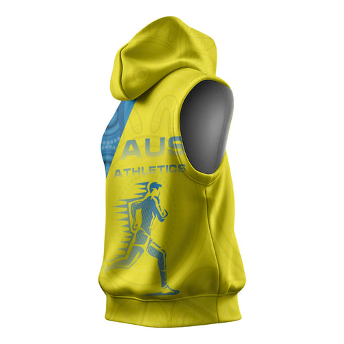 Australian Athletics Sleeveless Hoodie Modern Indigenous Circle Pattern Sport Art