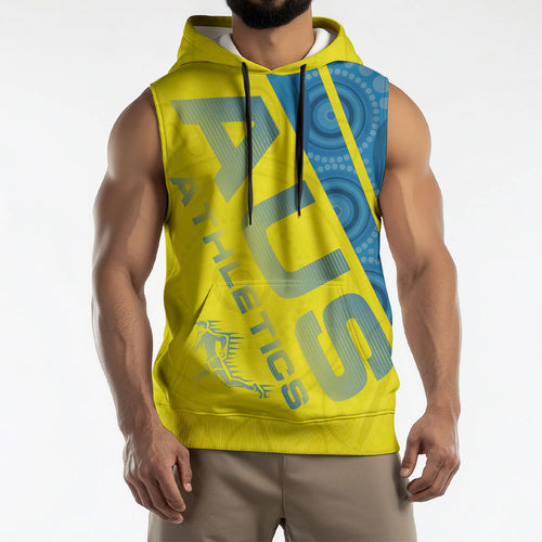 Australian Athletics Sleeveless Hoodie Modern Indigenous Circle Pattern Sport Art