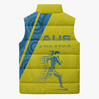 Australian Athletics Sleeveless Puffer Jacket Modern Indigenous Circle Pattern Sport Art