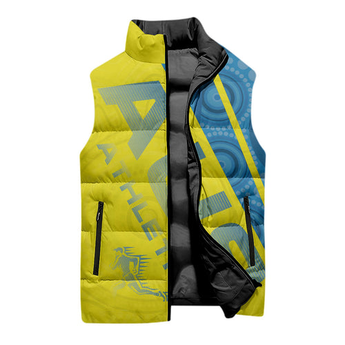 Australian Athletics Sleeveless Puffer Jacket Modern Indigenous Circle Pattern Sport Art
