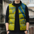 Australian Athletics Sleeveless Puffer Jacket Modern Indigenous Circle Pattern Sport Art