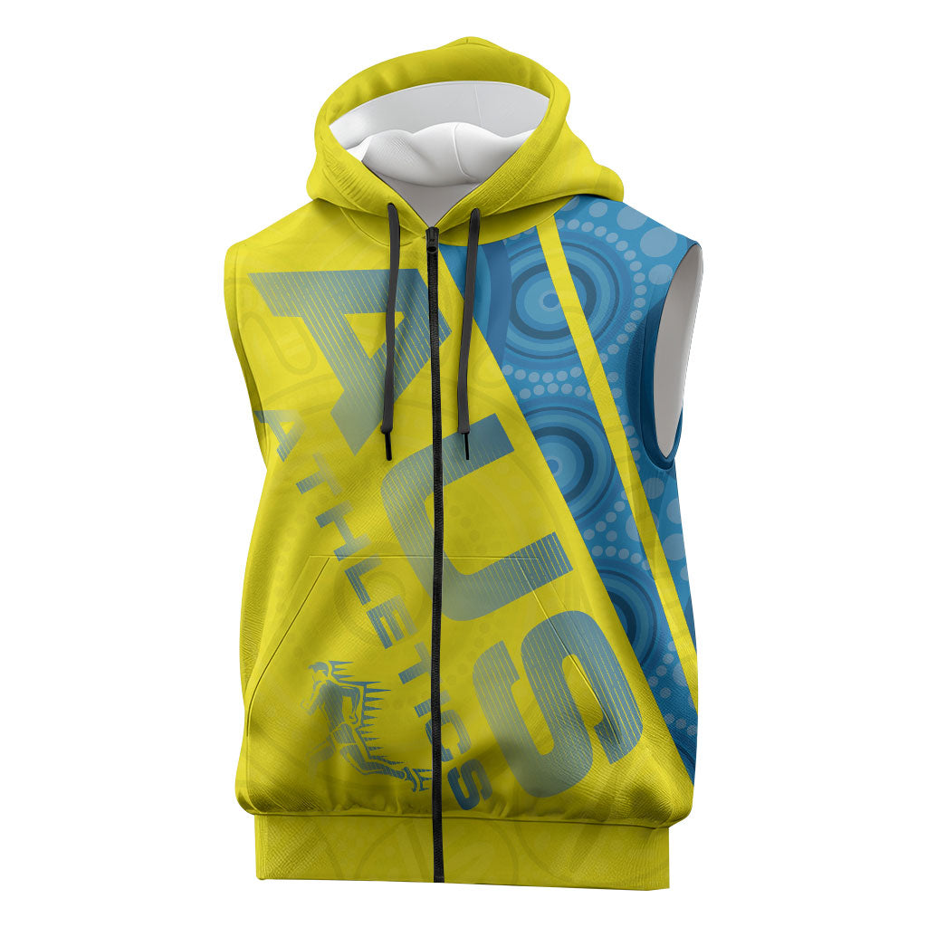Australian Athletics Sleeveless Zip Hoodie Modern Indigenous Circle Pattern Sport Art