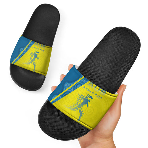 Australian Athletics Slide Sandals Modern Indigenous Circle Pattern Sport Art