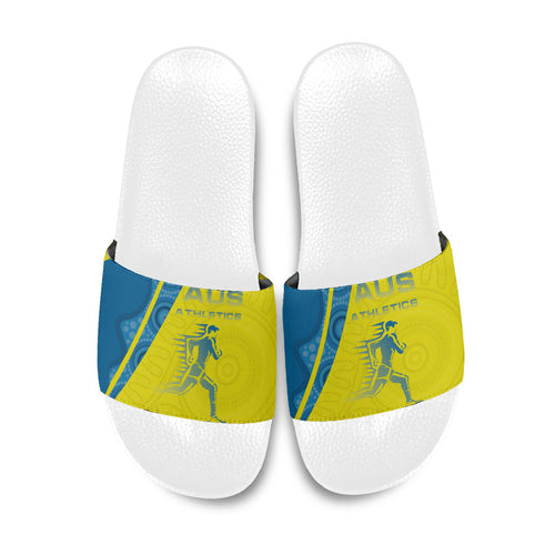 Australian Athletics Slide Sandals Modern Indigenous Circle Pattern Sport Art