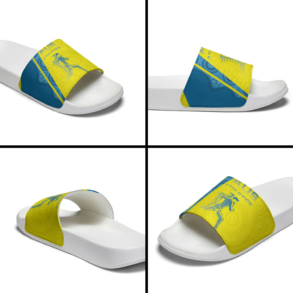 Australian Athletics Slide Sandals Modern Indigenous Circle Pattern Sport Art
