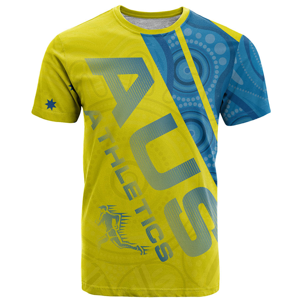 Australian Athletics T Shirt Modern Indigenous Circle Pattern Sport Art