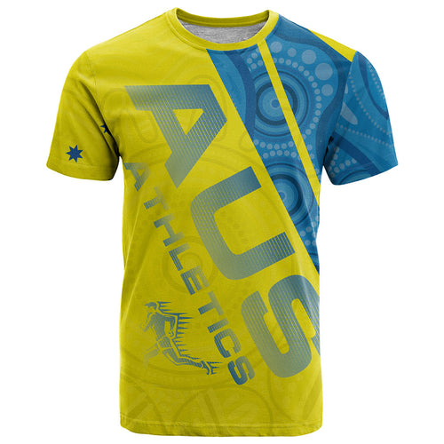 Australian Athletics T Shirt Modern Indigenous Circle Pattern Sport Art