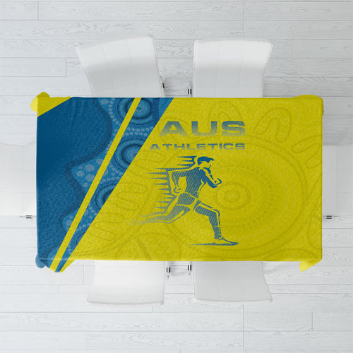 Australian Athletics Tablecloth Modern Indigenous Circle Pattern Sport Art