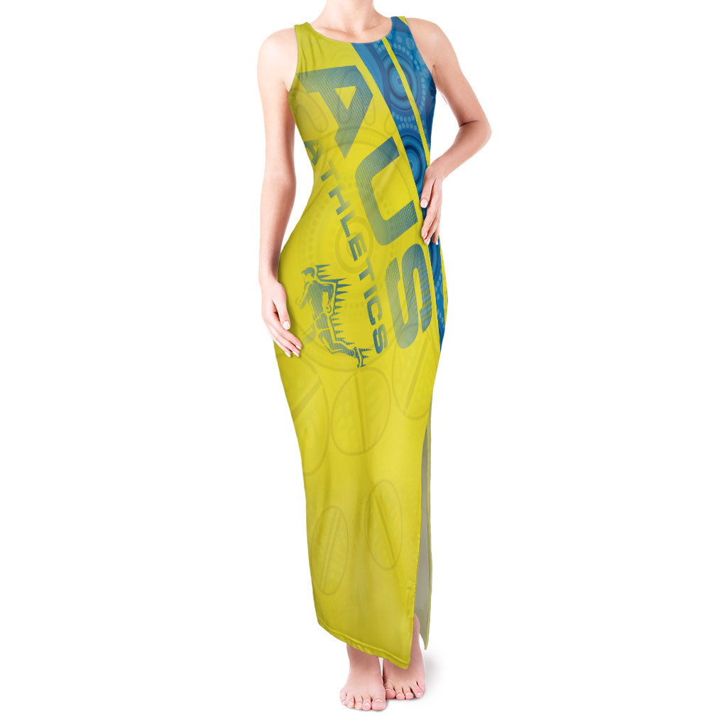 Australian Athletics Tank Maxi Dress Modern Indigenous Circle Pattern Sport Art