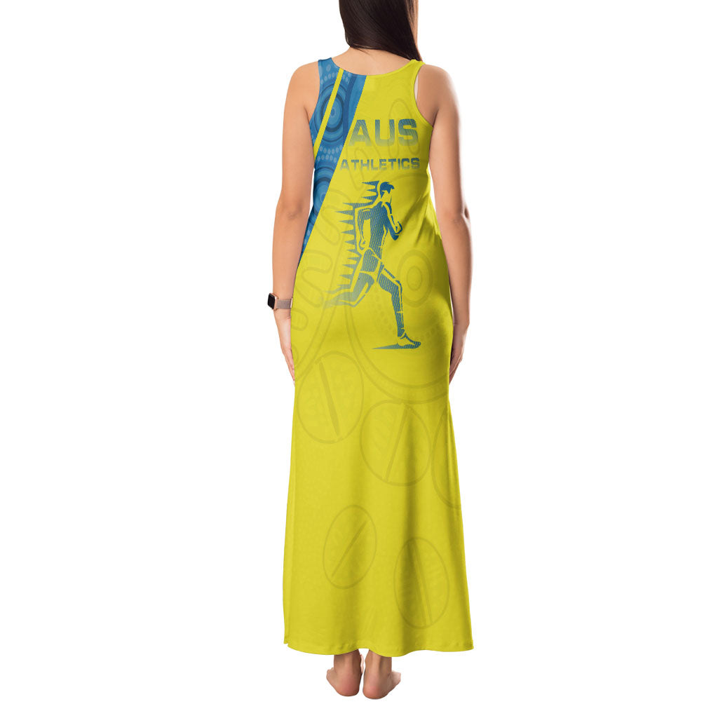 Australian Athletics Tank Maxi Dress Modern Indigenous Circle Pattern Sport Art