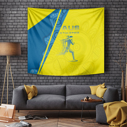 Australian Athletics Tapestry Modern Indigenous Circle Pattern Sport Art
