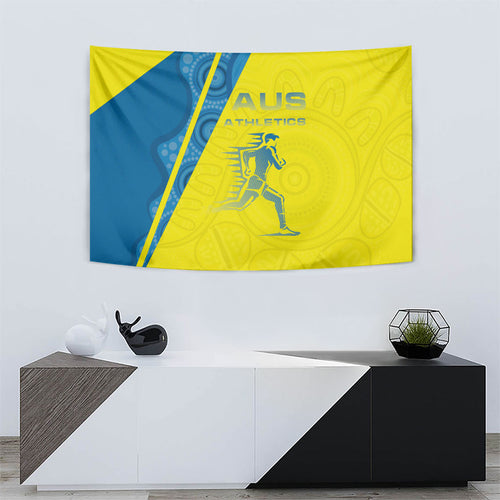 Australian Athletics Tapestry Modern Indigenous Circle Pattern Sport Art