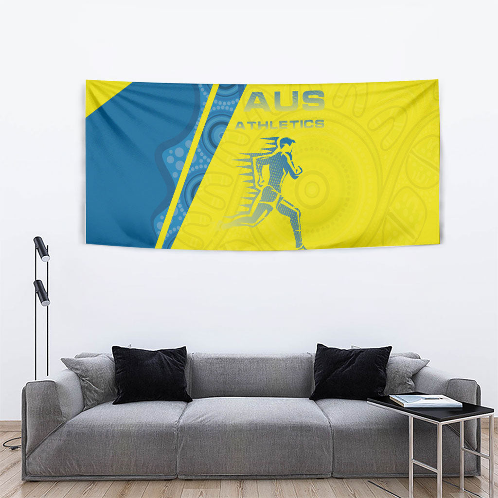 Australian Athletics Tapestry Modern Indigenous Circle Pattern Sport Art