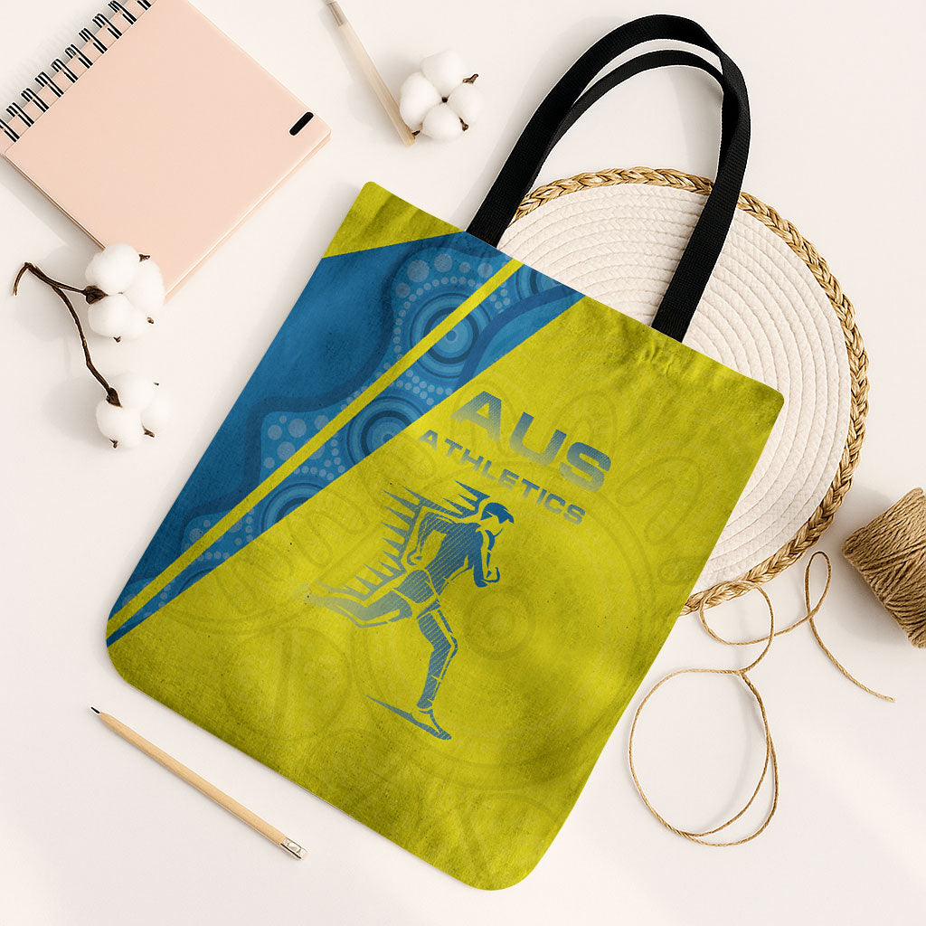Australian Athletics Tote Bag Modern Indigenous Circle Pattern Sport Art