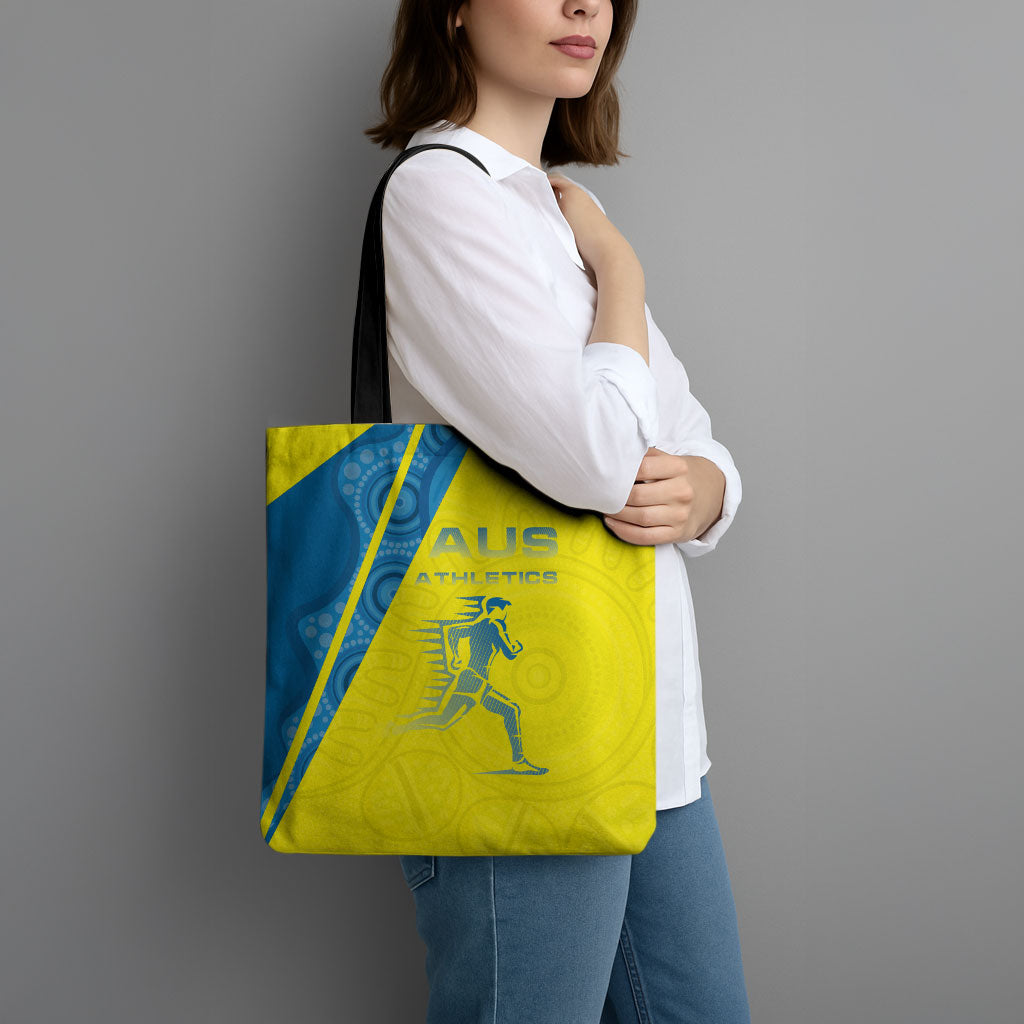 Australian Athletics Tote Bag Modern Indigenous Circle Pattern Sport Art
