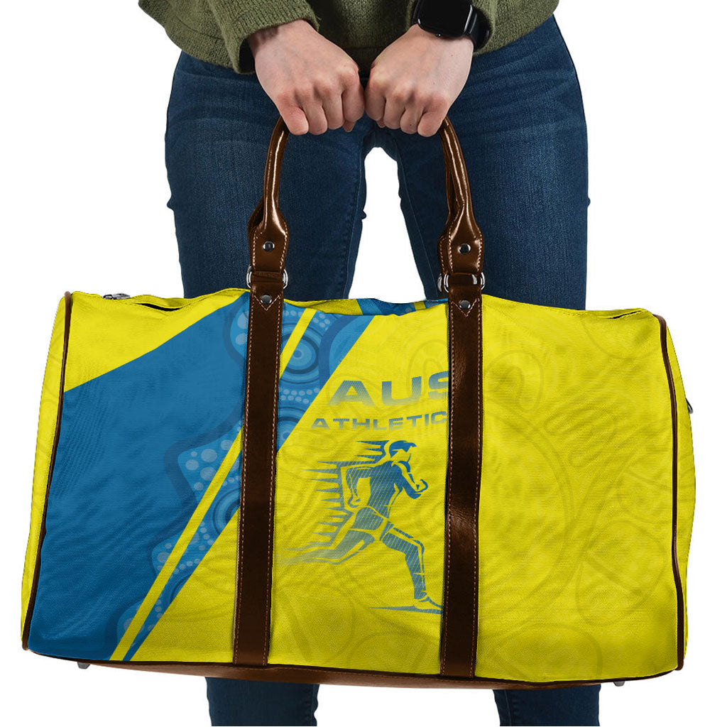 Australian Athletics Travel Bag Modern Indigenous Circle Pattern Sport Art