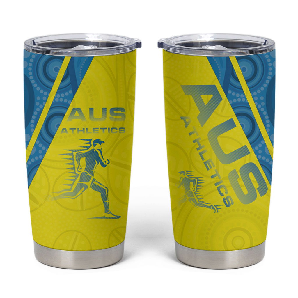 Australian Athletics Tumbler Cup Modern Indigenous Circle Pattern Sport Art