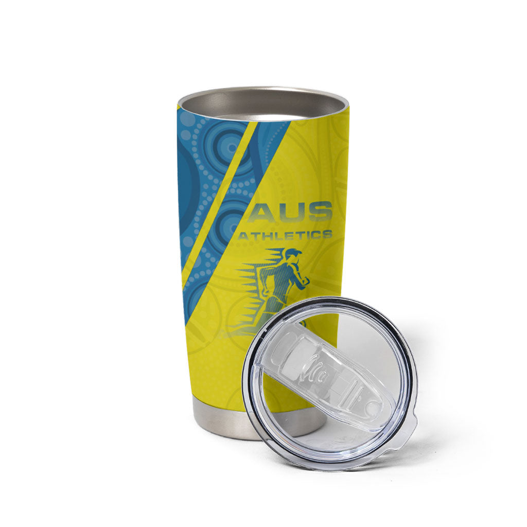 Australian Athletics Tumbler Cup Modern Indigenous Circle Pattern Sport Art
