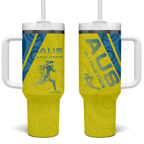 Australian Athletics Tumbler With Handle Modern Indigenous Circle Pattern Sport Art