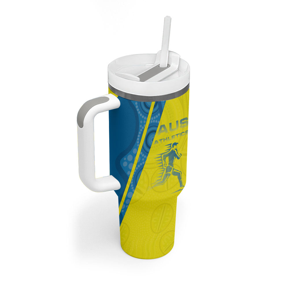 Australian Athletics Tumbler With Handle Modern Indigenous Circle Pattern Sport Art