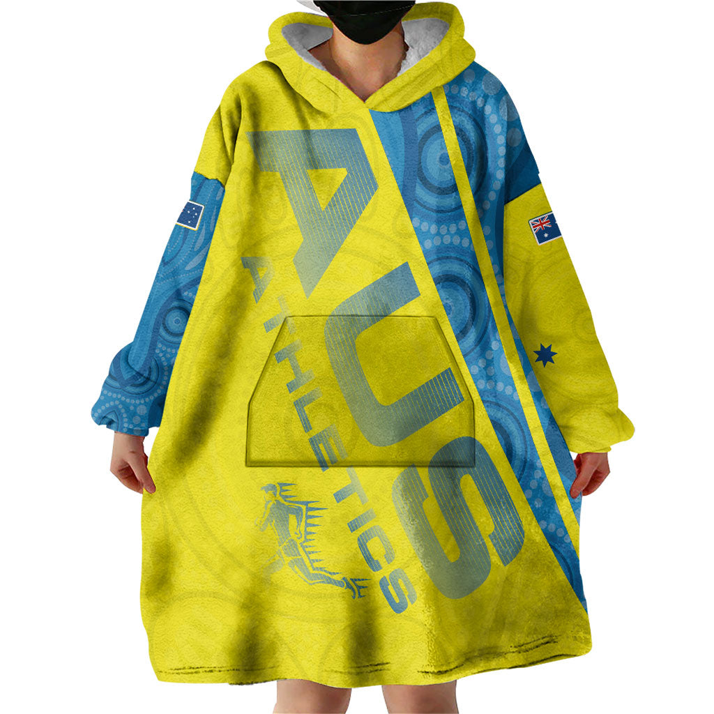 Australian Athletics Wearable Blanket Hoodie Modern Indigenous Circle Pattern Sport Art