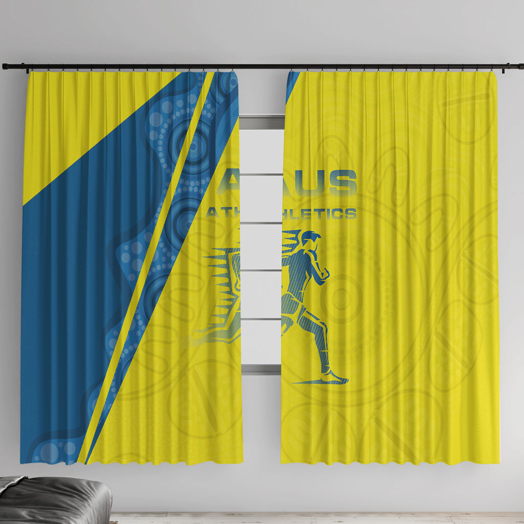 Australian Athletics Window Curtain Modern Indigenous Circle Pattern Sport Art