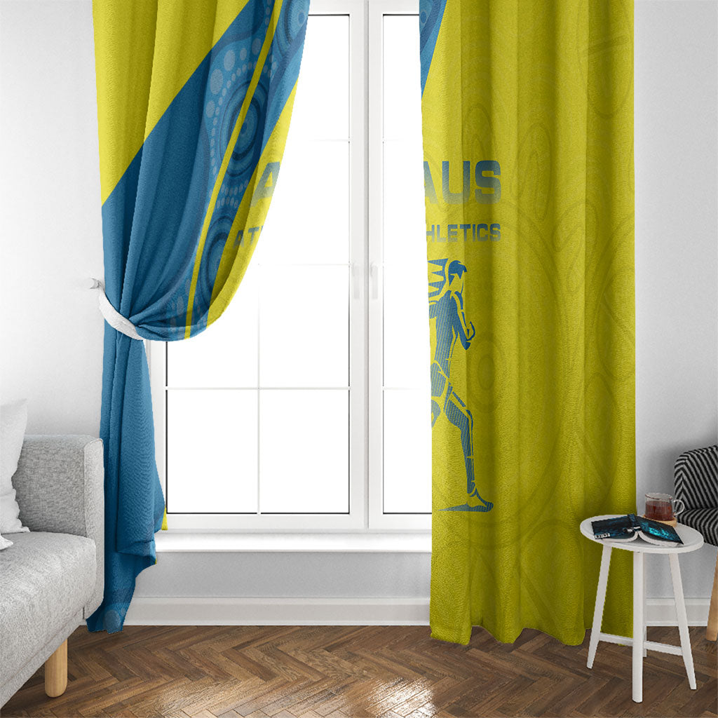 Australian Athletics Window Curtain Modern Indigenous Circle Pattern Sport Art
