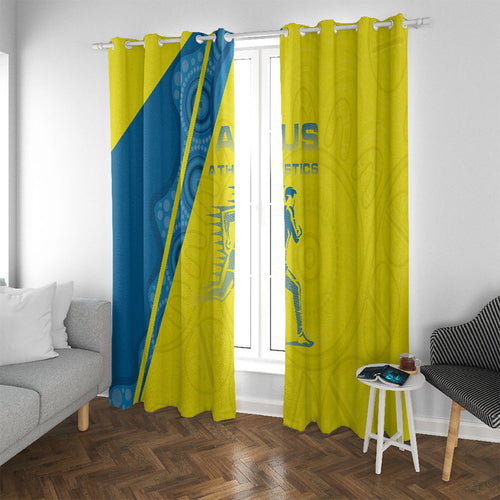 Australian Athletics Window Curtain Modern Indigenous Circle Pattern Sport Art
