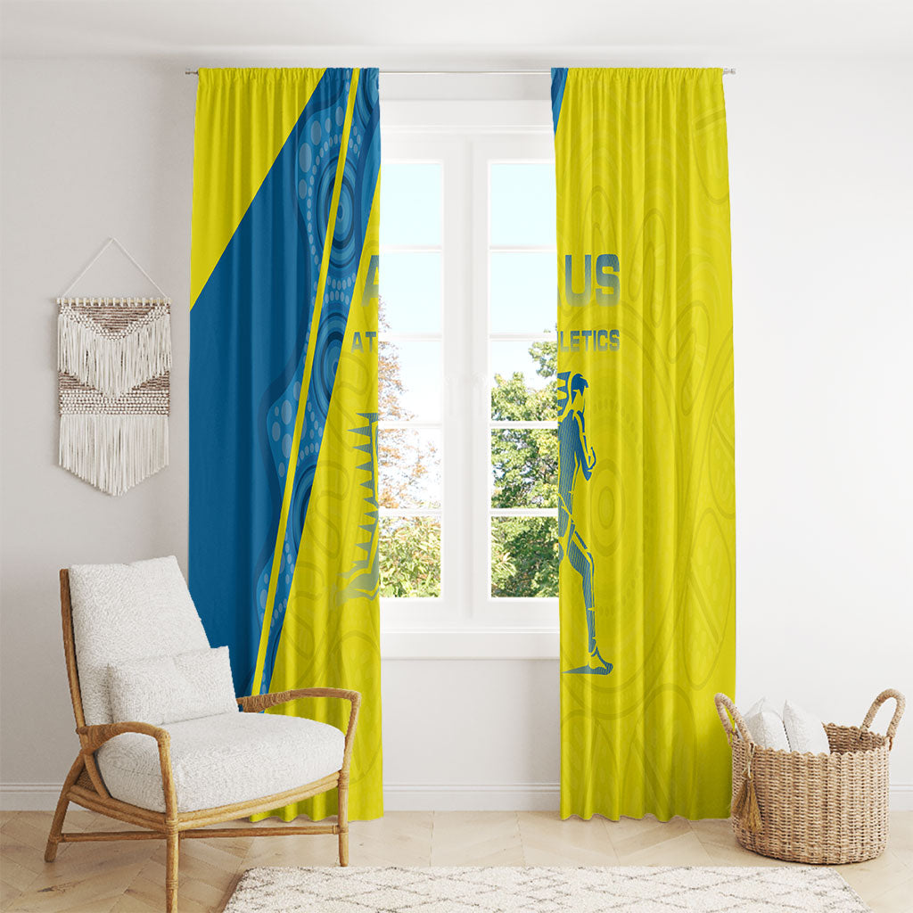 Australian Athletics Window Curtain Modern Indigenous Circle Pattern Sport Art