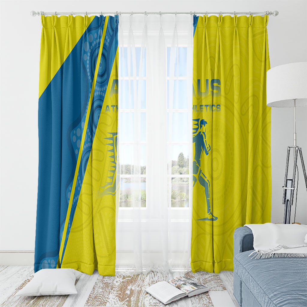 Australian Athletics Window Curtain Modern Indigenous Circle Pattern Sport Art