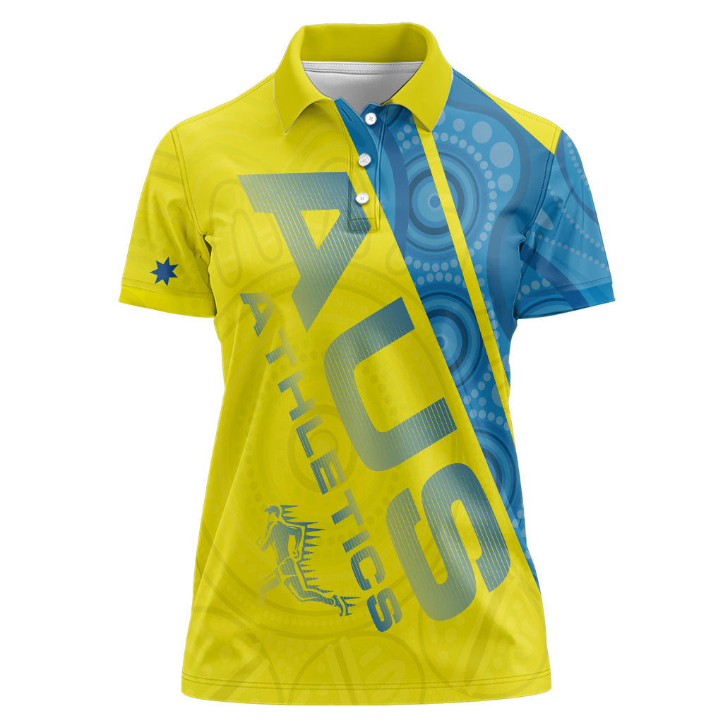 Australian Athletics Women Polo Shirt Modern Indigenous Circle Pattern Sport Art