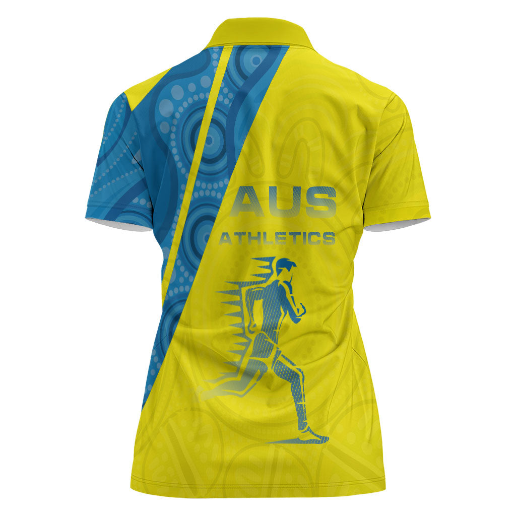 Australian Athletics Women Polo Shirt Modern Indigenous Circle Pattern Sport Art