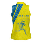 Australian Athletics Women Sleeveless Polo Shirt Modern Indigenous Circle Pattern Sport Art