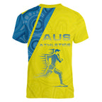 Australian Athletics Women V-Neck T-Shirt Modern Indigenous Circle Pattern Sport Art