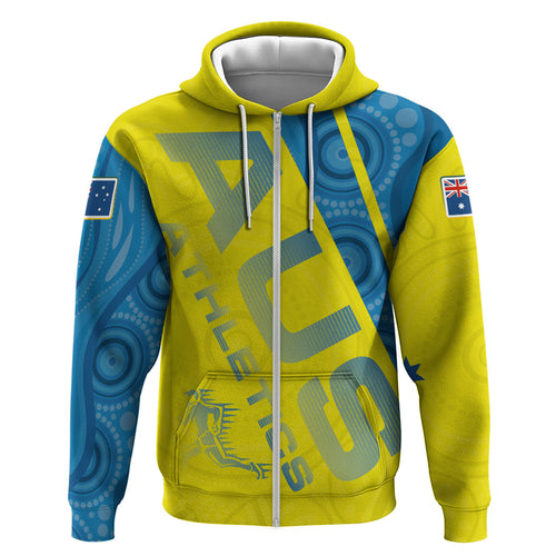 Australian Athletics Zip Hoodie Modern Indigenous Circle Pattern Sport Art