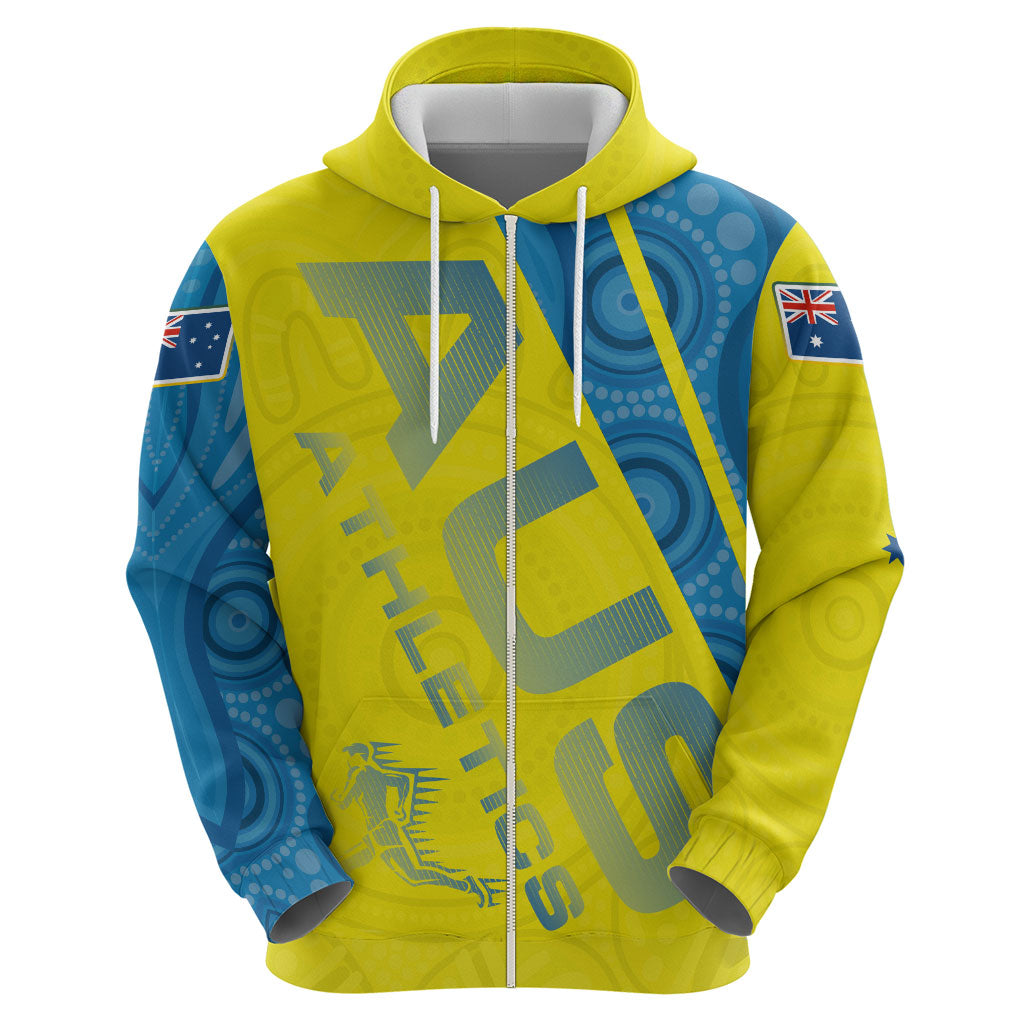 Australian Athletics Zip Hoodie Modern Indigenous Circle Pattern Sport Art