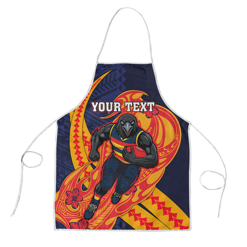 Personalized Adelaide Crows Apron Polynesian Tribal Crow Mascot With Hibiscus Floral Art